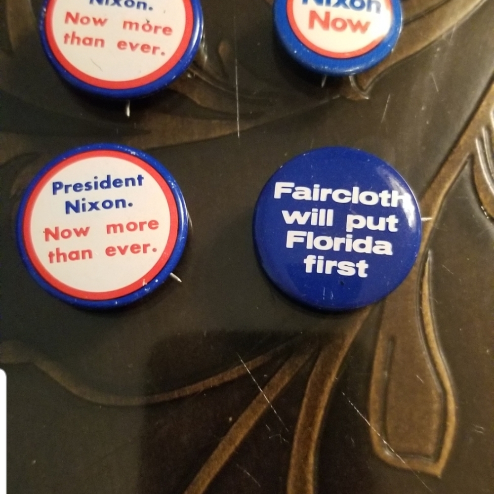 4 Political Pins VINTAGE Nixon & Florida Election